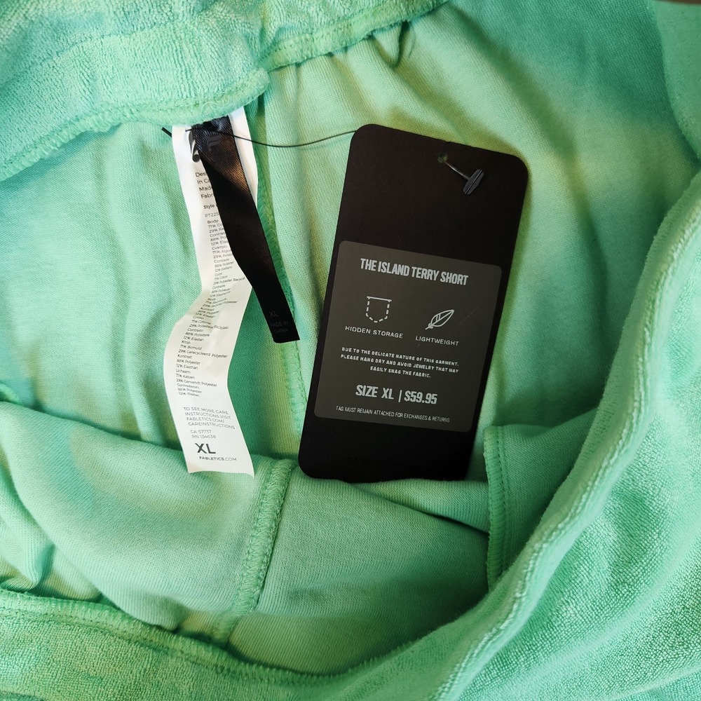Fabletics‎ The Island Terry Short Men XL Green Lightweight Drawstring Pockets - Picture 3 of 7